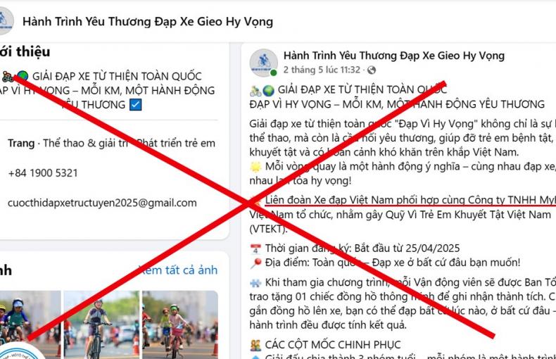 THÔNG BÁO KHẨN CẤP VỀ CÁC FANPAGE MẠO DANH TỔ CHỨC GIẢI XE ĐẠP NHẰM MỤC ĐÍCH LỪA ĐẢO